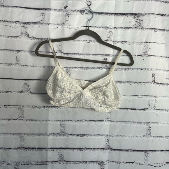 aerie Other - Aerie White Lace Bralette Wireless Women’s Large Soft Stretch Lined Crop Top Y2K